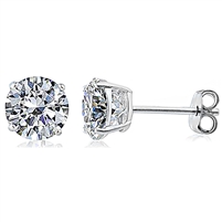 Silver Earring with 5mm Round Stud CZ