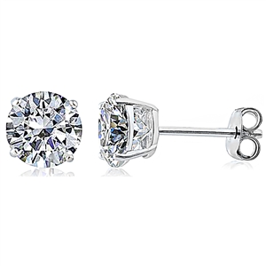 Silver Earring with 5mm Round Stud CZ