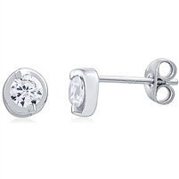 Silver Stud Earring with CZ 5mm