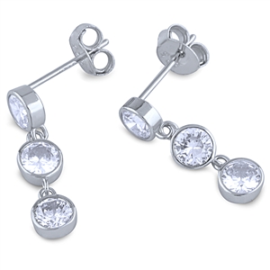 Silver Earrings with White CZ Stones