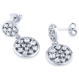 Silver Earrings with White CZ Stones