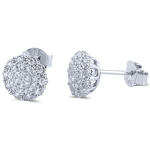 Silver Stud Earrings with White CZ