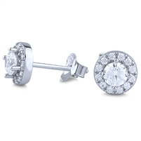 Sterling Silver Stud Earrings with Claw Set Cubic Zirconia