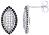 Silver Earrings with Black & White CZ