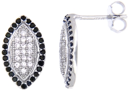 Silver Earrings with Black & White CZ