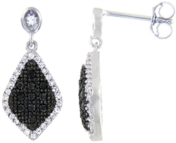 Silver Earring with Black & White Cubic Zirconia