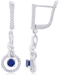 Silver Earrings with Blue CZ