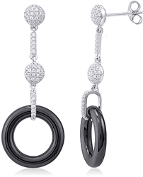Silver Earring with Ceramic & Micro Set Cubic Zirconia