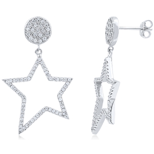 Silver Earrings with CZ. Star