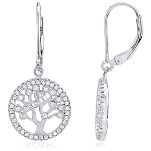 Silver Tree Of Life Earrings With CZ