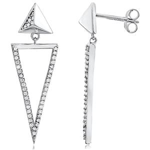 Silver Triangle Earring with CZ