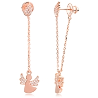 Silver Earring Angel with CZ And Rose Gold Plated
