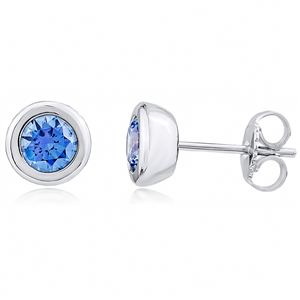 Silver Earring with Blue Swarovski Crystal