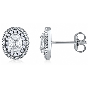 Silver Stud Earring with CZ