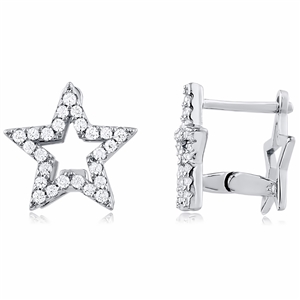 Silver Star Earrings with CZ