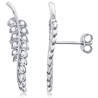 Silver Leaf Earrings with CZ
