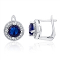 Silver Earring With Blue and White CZ