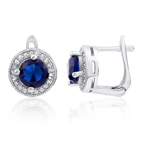 Silver Earring With Blue and White CZ