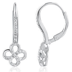 Silver Lever Back Earrings With CZ