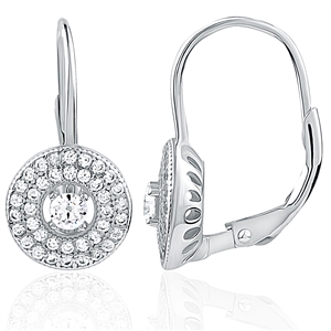 Silver Lever Back Earrings With CZ