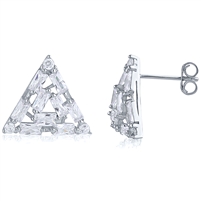Silver Triangle Studs Earring with CZ