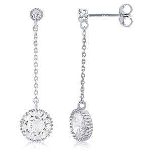 Sterling Silver Dangling Earrings with CZ