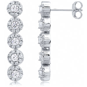 Silver Drop Earrings with CZ