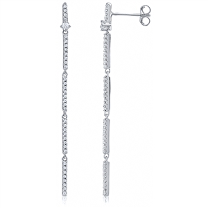 Silver Drop Earrings with CZ