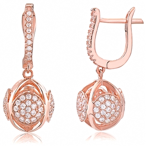 Sterling Silver Rose Gold Plated Earrings with CZ