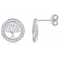 Silver Tree Of Life Earring with CZ