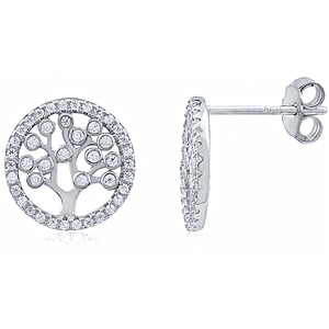 Silver Tree Of Life Earring with CZ