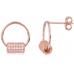 Silver Rose Gold Plated Earrings with CZ