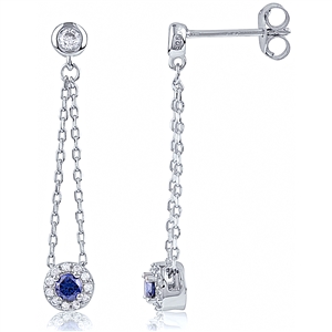 Silver Dangling Earring with Blue CZ