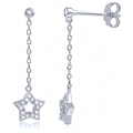 Silver Star Dangling Earring with CZ