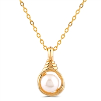 Yellow Gold Plated Sterling Silver Necklace with Fresh Water Pearl Pendant