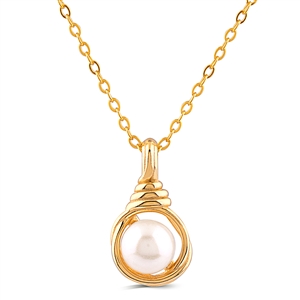 Yellow Gold Plated Sterling Silver Necklace with Fresh Water Pearl Pendant