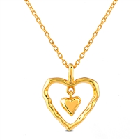 Yellow Gold Plated Sterling Silver Necklace with Double Heart Pendant