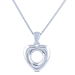 Sterling Silver Necklace with Puffed Heart Pendant