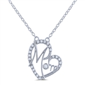 Sterling Silver 'MOM' Heart Necklace with Cubic Zirconia