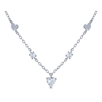 Sterling Silver Heart Necklace with Cubic Zirconia