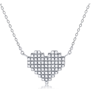 Silver Heart Necklace with CZ