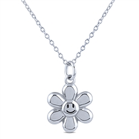Silver Plain Daisy Flower Necklace