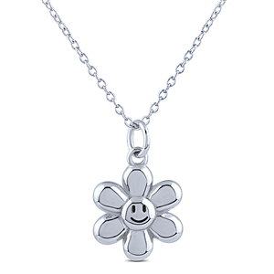 Silver Plain Daisy Flower Necklace