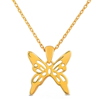 Yellow Gold Plated Sterling Silver Butterfly Pendant on Necklace