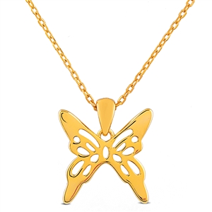 Yellow Gold Plated Sterling Silver Butterfly Pendant on Necklace