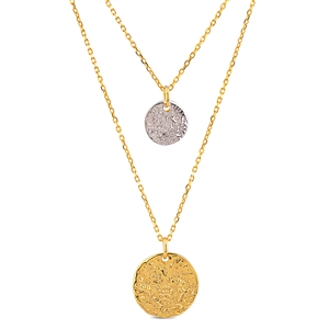 Two-Tone Sterling Silver Double Disc Necklace