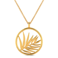 Silver Plain Palm Leaf Necklace with Yellow Gold Plating