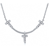 Silver Cross Necklace With CZ