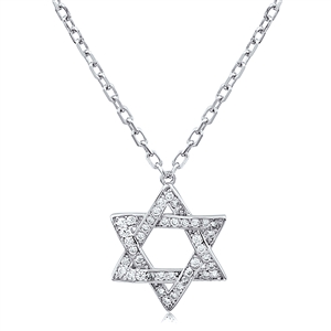 Silver Star Of David Necklace With CZ