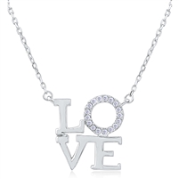 Silver Love Necklace with CZ